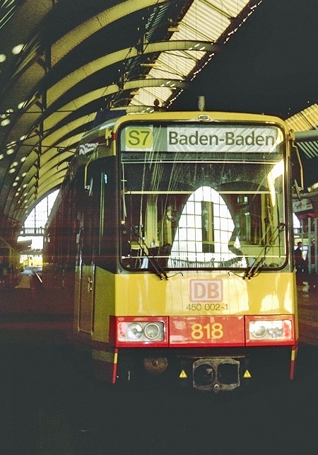 Erste Exkursion der Salzburger zum "Karlsruher Modell" Pfingsten 1996 Zweisystem-Triebwagen auf Albtalbahn und DB-Strecken