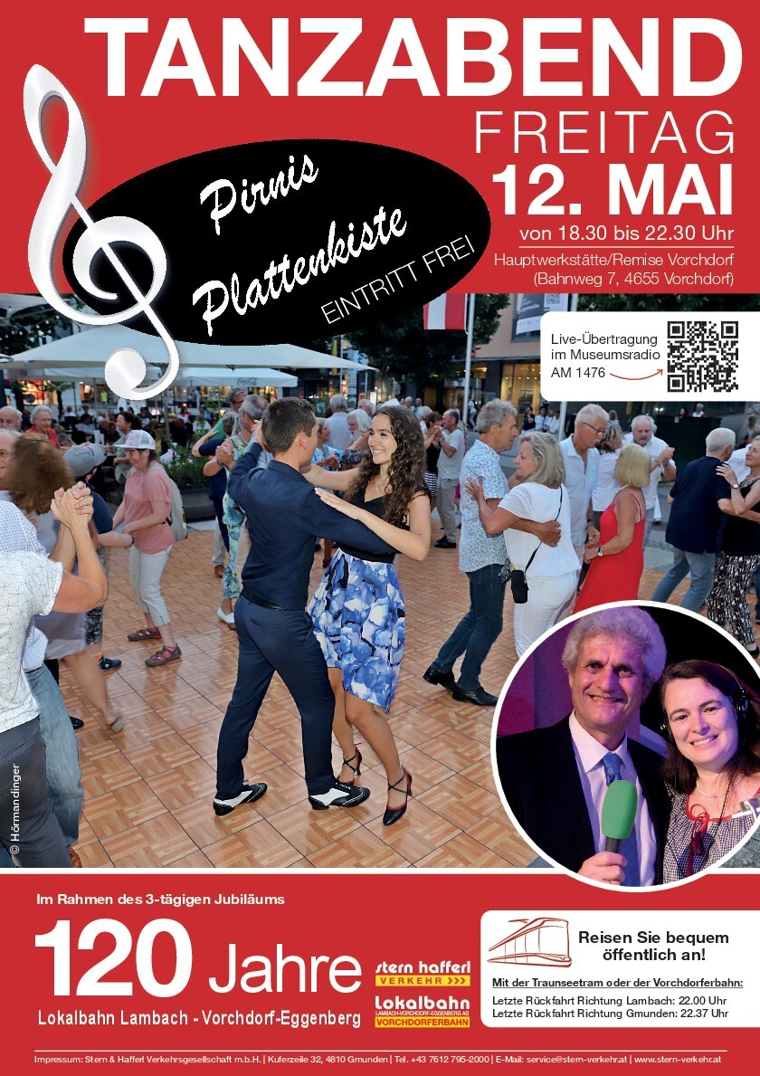 Plakat: Tanzabend - 120 Jahre Lokalbahn LVE