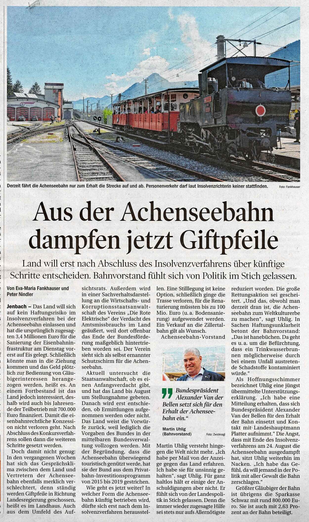 Achenseebahn-Berichte Tiroler Tageszeitung