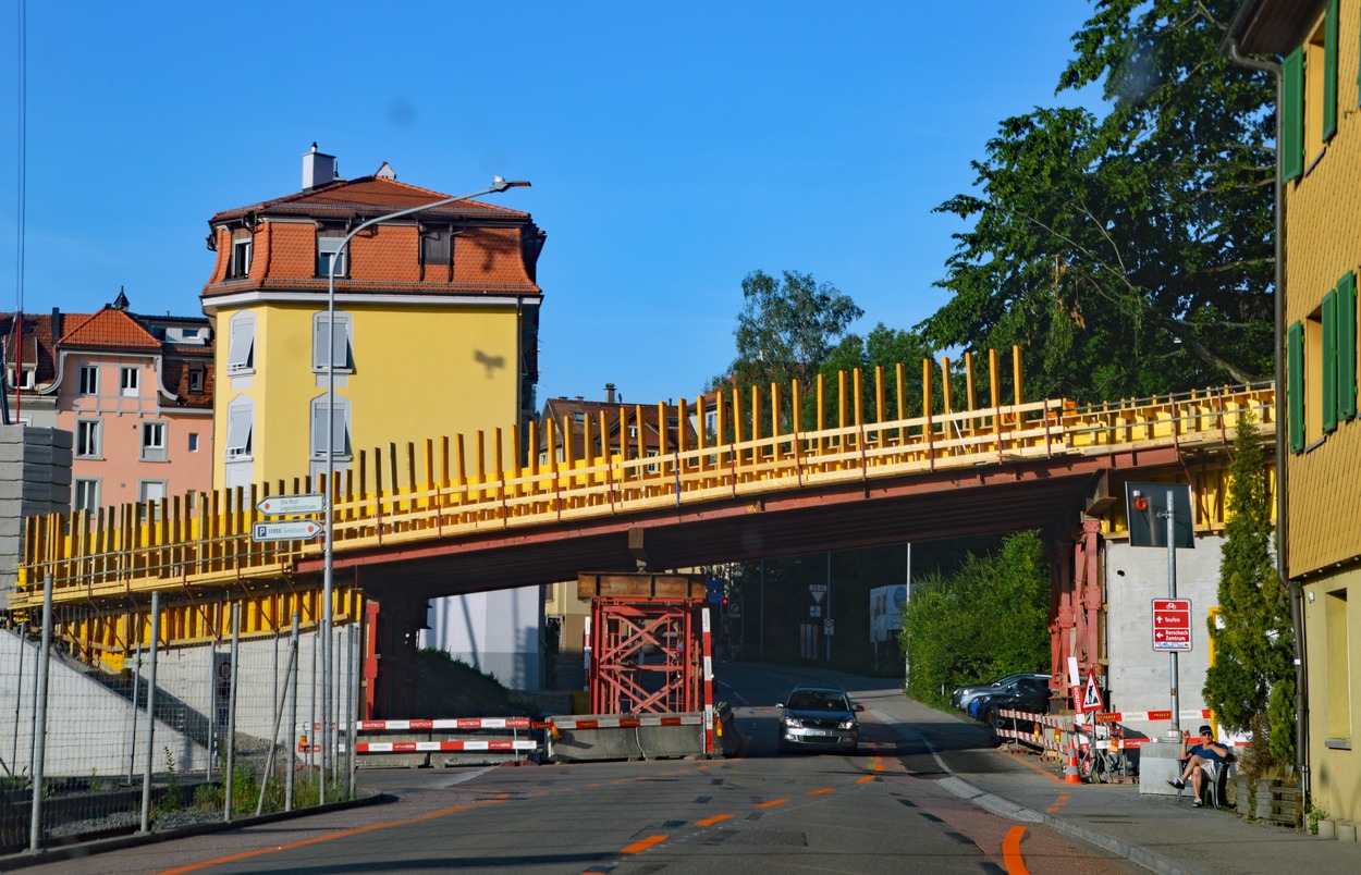 Appenzellerbahn Neubaustrecke in St.Gallen Bau der neuen Brücke Oberstraße
