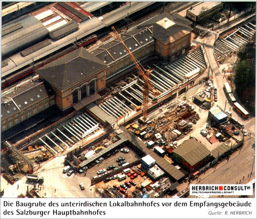 1994: Baustelle des unterirdischen Lokalbahnhofs