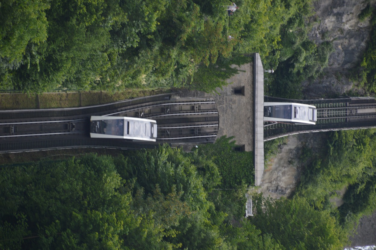 Festungsbahn Ausweiche bei der "Katze" unterhalb der Festung Hohensalzburg